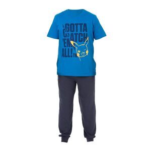 Pokemon Mens Gotta Catch Em All Long Pyjama Set / Blue/Navy Blue